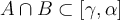 A\cap B\subset [\gamma,\alpha]