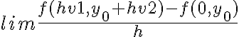  lim \frac {f(hv1, y_{0} + hv2) - f(0, y_{0})}{h} 