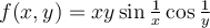 f(x,y)=xy\sin{\frac{1}{x}}\cos{\frac{1}{y}}