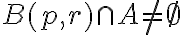 B(p,r) \cap A \neq \emptyset