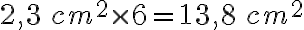 2,3\,cm^2\times 6=13,8\,cm^2