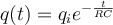 q(t)=q_ie^{-\frac{t}{RC}}