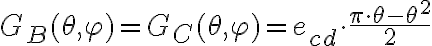 G_B (\theta, \varphi)= G_C (\theta, \varphi)=e_{cd}\cdot\frac{\pi\cdot\theta - \theta^2 }{2}