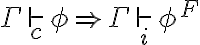 \Gamma \vdash_c \phi \Rightarrow \Gamma \vdash_i \phi^F