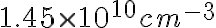 1.45 \times 10^{10} cm^{-3}