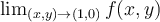 \lim_{(x,y)\to (1,0)} f(x,y)