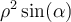 \rho^2 \sin(\alpha)