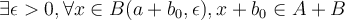  \exists \epsilon > 0 , \forall x \in B(a+b_0, \epsilon), x + b_0 \in A + B 