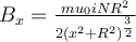 B_x=\frac{mu_0iNR^2}{2(x^2+R^2)^\frac{^3}{2}}