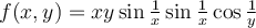 f(x,y)=xy\sin \frac{1}{x}\sin{\frac{1}{x}}\cos{\frac{1}{y}}