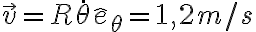 \vec{v} = R\dot{\theta}\hat{e}_{\theta} = 1,2m/s \vec{v} = R\dot{\theta}\hat{e}_{\theta} = 1,2m/s