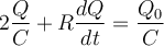  \displaystyle 2\frac{Q}{C} + R \frac{dQ}{dt}=\frac{Q_0}{C} 