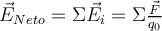 \vec{E}_{Neto} = \Sigma \vec{E}_i = \Sigma \frac{\vec{F}}{q_0}