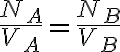 \frac{N_A}{V_A}=\frac{N_B}{V_B} \frac{N_A}{V_A}=\frac{N_B}{V_B}
