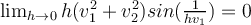 \lim_{h\to 0} h(v_1^2+v_2^2)sin(\frac{1}{hv_1}) = 0