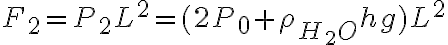  F_{2}=P_{2}L^2=(2P_{0}+ \rho_{H_{2}O} hg)L^2 