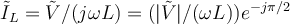  \tilde{I}_L = \tilde{V}/(j\omega L) = (|\tilde{V}|/(\omega L)) e^{-j\pi/2} 