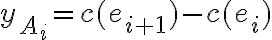 y_{A_i}=c(e_{i+1})-c(e_i)