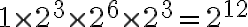 1\times 2^3\times 2^6\times 2^3=2^{12} 1\times 2^3\times 2^6\times 2^3=2^{12}
