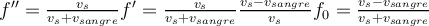 f''=\frac{v_s}{v_s+v_{sangre}}f'=\frac{v_s}{v_s+v_{sangre}}\frac{v_s-v_{sangre}}{v_s}f_0=\frac{v_s-v_{sangre}}{v_s+v_{sangre}}