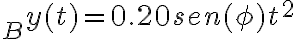 _B y(t) = 0.20sen(\phi)t^2