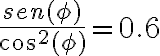 \frac{sen(\phi)}{cos^2(\phi)} = 0.6