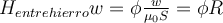  H_{entrehierro} w = \phi \frac{w}{ \mu_0 S} = \phi R  