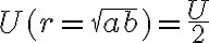  U(r=\sqrt{ab})=\dfrac{U}{2} 