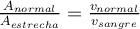 \frac{A_{normal}}{A_{estrecha}}=\frac{v_{normal}}{v_{sangre}}