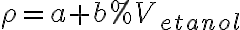 \rho=a+b\%V_{etanol} \rho=a+b\%V_{etanol}