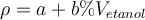 \rho=a+b\%V_{etanol}