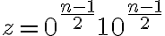  z = 0^{\frac{n-1}{2}}10^{\frac{n-1}{2}} 