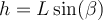 h=L\sin(\beta)