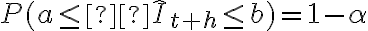 P(a\leq \hat{I}_{t+h} \leq b)=1-\alpha