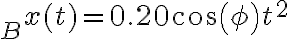 _B x(t) = 0.20cos(\phi)t^2 