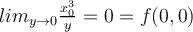 lim_{y \to 0} \frac{x_0^3}{y}=0=f(0,0)