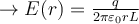 \rightarrow E(r)=\frac{q}{2\pi\varepsilon_0 r L}