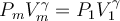  P_mV_m^ \gamma = P_1V_1^ \gamma  