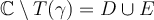 \mathbb{C} \setminus T(\gamma) = D \cup E