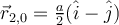 \vec{r}_{2,0} = \frac{a}{2} (\hat{i}-\hat{j})