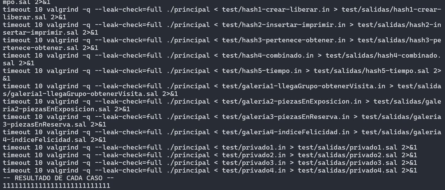 Salida de make testing