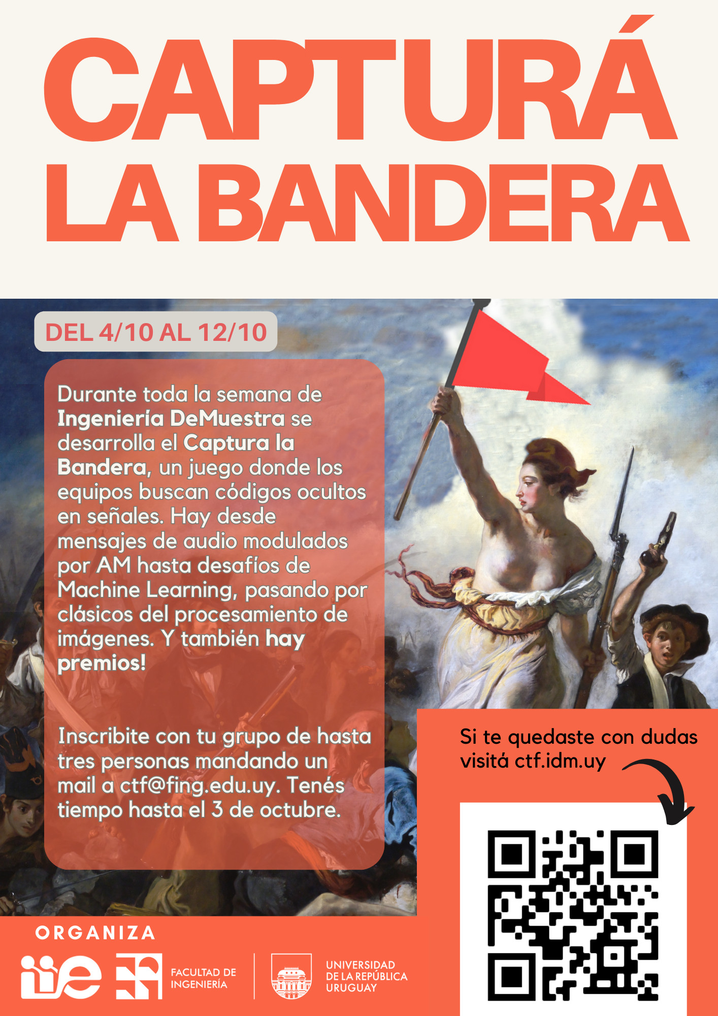 El cuadro "La libertad guiando el pueblo" fue  modificada para incluir una banderita temática del CTF.