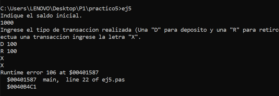 error del ejercicio 5