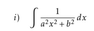 Integral de 1/a{^2}x{^2}+b{^2}